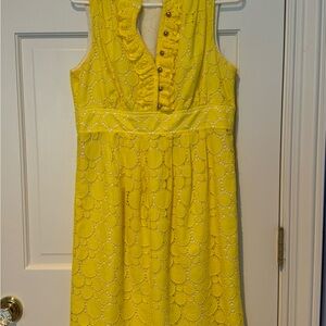 Shoshanna Yellow Pleated Halter Midi Dress